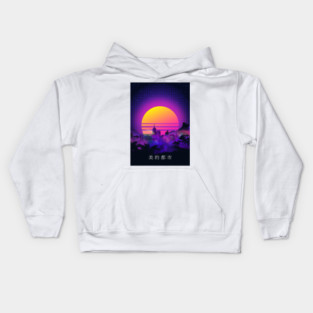 City Skyline 80s Synthwave Kids Hoodie