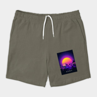 City Skyline 80s Synthwave Shorts