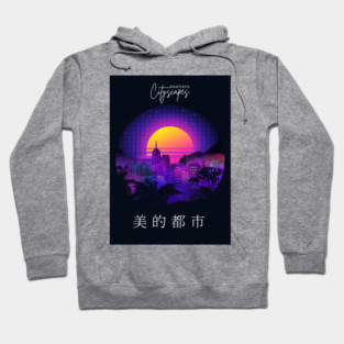 City skyline 80s circle Hoodie
