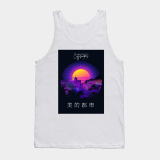 City skyline 80s circle Tank Top