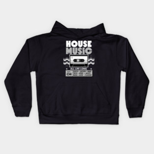 HOUSE MUSIC  - Cassette (Grey) Kids Hoodie