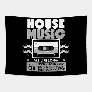 HOUSE MUSIC  - Cassette (Grey) Tapestry