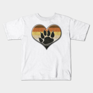 Large Gay Bear Pride Heart with Paw Symbol Kids T-Shirt