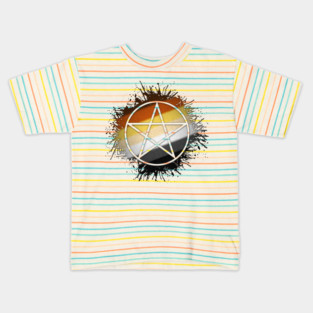 Paint Splatter Gay Bear Pride Flag Pentacle Symbol Kids T-Shirt