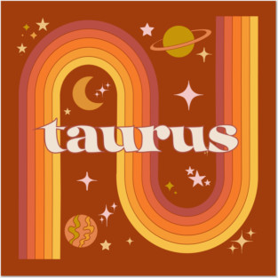 Taurus Zodiac Sign - 70s Taurus Horoscope Sign Posters and Art