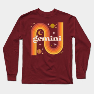 Gemini  Zodiac Sign - 70s gemini Horoscope Sign Long Sleeve T-Shirt