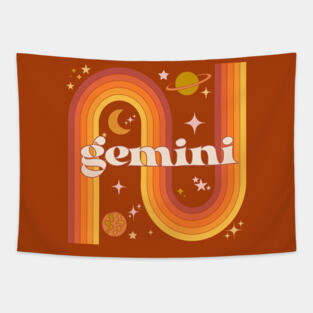 Gemini  Zodiac Sign - 70s gemini Horoscope Sign Tapestry