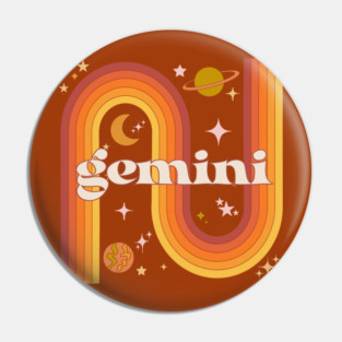 Gemini  Zodiac Sign - 70s gemini Horoscope Sign Pin