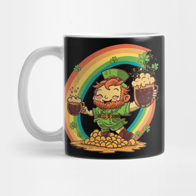 Cute St Patricks Day Leprechaun with Beer on Gold by belownormal