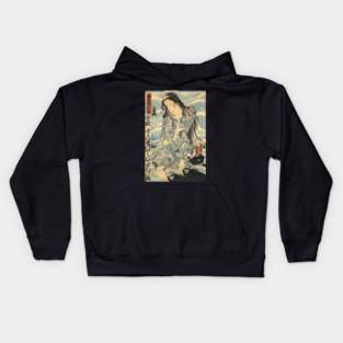 Tattoo woman - Japanese Vintage Art Ukiyo-e Kids Hoodie