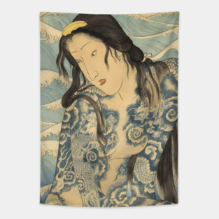 Tattoo woman - Japanese Vintage Art Ukiyo-e Tapestry