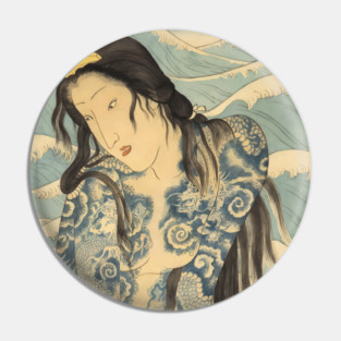 Tattoo woman - Japanese Vintage Art Ukiyo-e Pin
