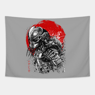 Watercolor Sun ukiyo-e predator Tapestry