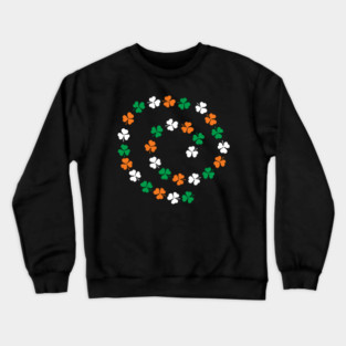 Green White Orange St Patricks Day Shamrock Spiral Crewneck Sweatshirt
