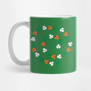 Green White Orange St Patricks Day Shamrock Spiral Mug