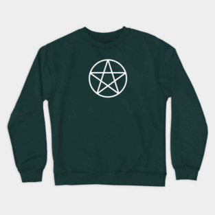 Pagan Wiccan Cheeky Witch® White and Forest Green Pentacle Crewneck Sweatshirt