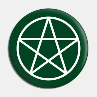 Pagan Wiccan Cheeky Witch® White and Forest Green Pentacle Pin
