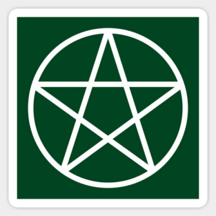 Pagan Wiccan Cheeky Witch® White and Forest Green Pentacle Sticker