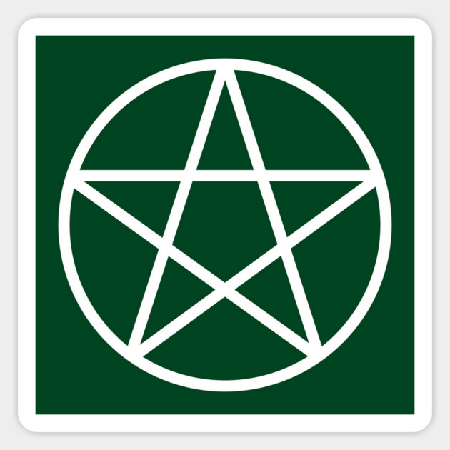 Pagan Wiccan Cheeky Witch® White and Forest Green Pentacle Sticker by Cheeky Witch