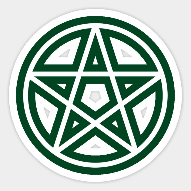 Pagan Wiccan Cheeky Witch® White and Forest Green Pentacle Magnet by Cheeky Witch