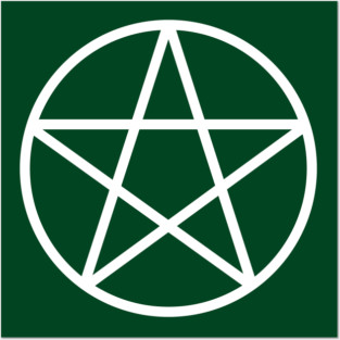 Pagan Wiccan Cheeky Witch® White and Forest Green Pentacle Posters and Art