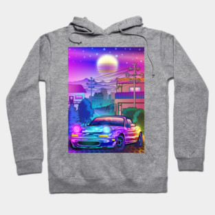 Neon MX5 Miata Synthwave Hoodie