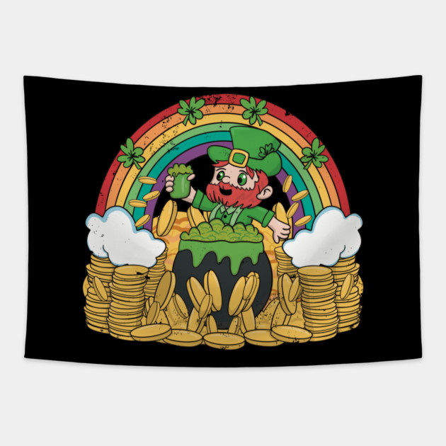 St Patricks Day Leprechaun with Beer and Gold Tapestry by belownormal