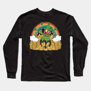 St Patricks Day Leprechaun with Beer and Gold Long Sleeve T-Shirt