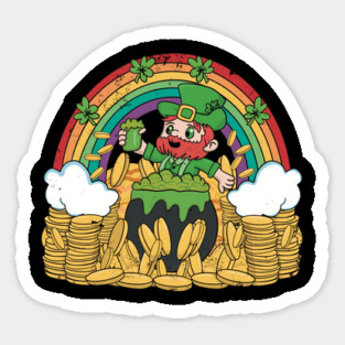 St Patricks Day Leprechaun with Beer and Gold Magnet