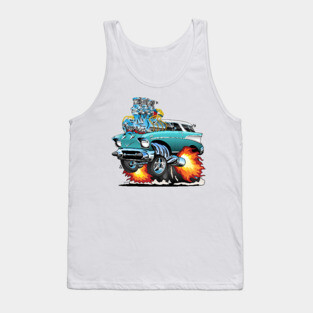 Classic Fifties Hot Rod Muscle Car Cartoon Tank Top