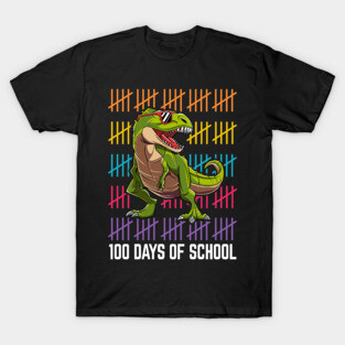 Dinosaur T Rex Happy 100 Days Of School Students Teacher T-Shirt