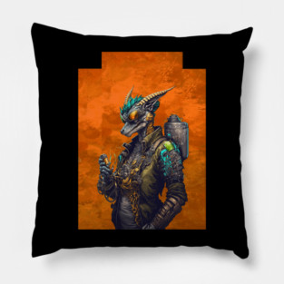 Cute Retro Dragon Tinker Master Zithram with Background Version 2 Pillow