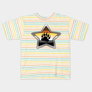 Large Gay Bear Pride Flag Colored Star with Chrome Frame Kids T-Shirt