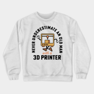 3D Printing Old Man with a 3D Printer 3D Filament Crewneck Sweatshirt