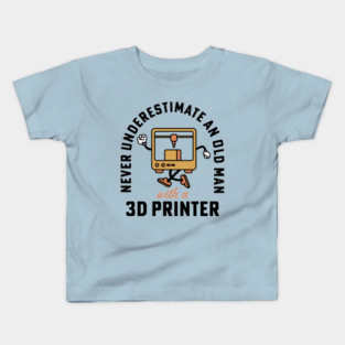 3D Printing Old Man with a 3D Printer 3D Filament Kids T-Shirt