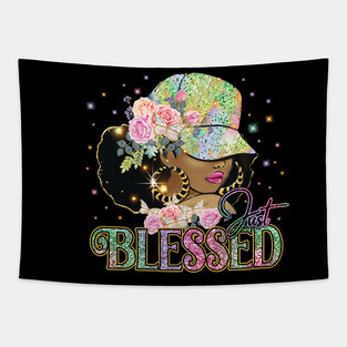 Just Blessed, Black Woman, Religious, Christian Tapestry