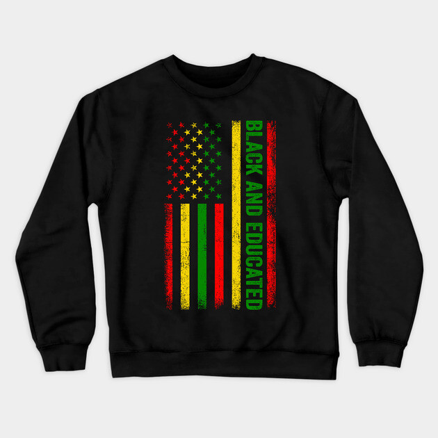 Black and Educated Crewneck Sweatshirt by UrbanLifeApparel