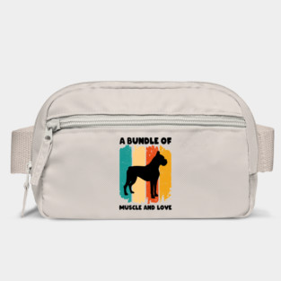 A Bundle Of Muscle And Love Retro Sunset Funny Boxer Puppy Dog Quote Humor Saying Bag