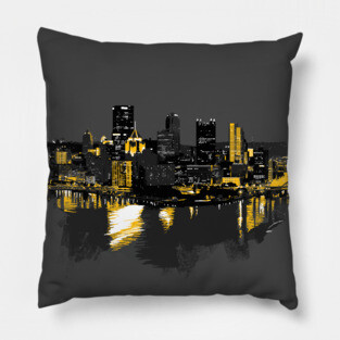 Pittsburgh Downtown Skyline Digital Painting Pillow