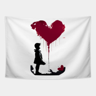 Banksy Love Heart Style Tapestry