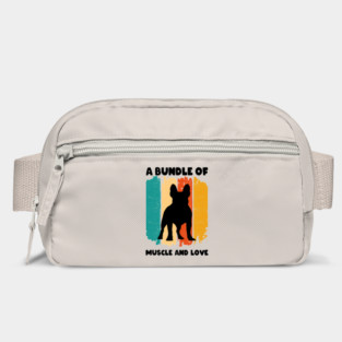 A Bundle Of Muscle And Love Retro Sunset Funny Bulldog Puppy Dog Quote Humor Saying Bag