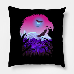 eagle forest double Exposure Pillow
