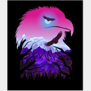 eagle forest double Exposure Posters and Art
