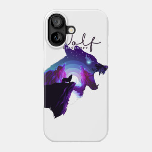 Double exposure Wolf with forest landscape Phone Case