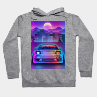Neon Mazda RX7 Miata Synthwave Hoodie