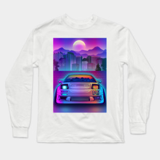 Neon Mazda RX7 Miata Synthwave Long Sleeve T-Shirt