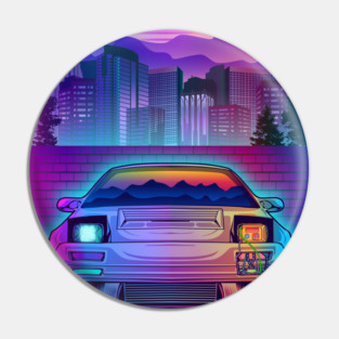 Neon Mazda RX7 Miata Synthwave Pin