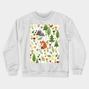 Scandinavian Style Illustrations on Cream Pattern Crewneck Sweatshirt