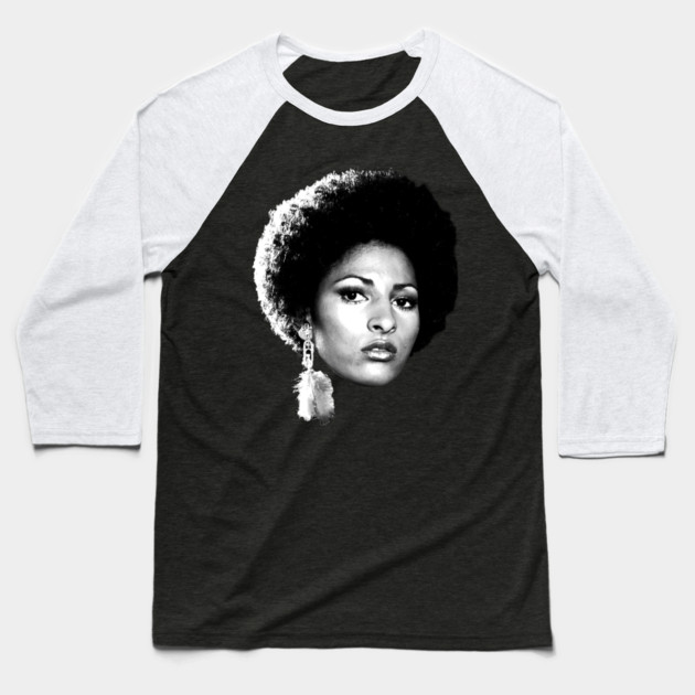 Pam Grier, Black Beauty Baseball T-Shirt by UrbanLifeApparel