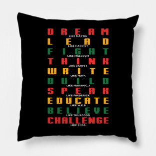 Black History, Dream Like Martin, Fight like Malcolm, Black Lives matter Pillow